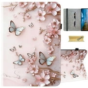 Dteck Cute Case for Samsung Galaxy Tab A11 Plus (2025)/Tab A9 Plus (2023) 11-inch Tablet with Pencil Holder, Stylish Pattern Folio Stand Cover with Credit Card Holder,Pink Butterfly