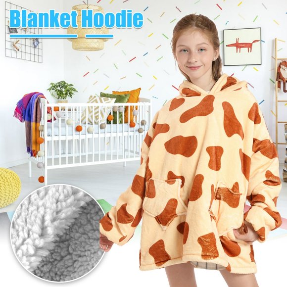 EASTIN Oversized Blanket Hoodie for Kids Soft Flannel Wearable Blanket Hoodie with Pockets Warm Hooded Sweatshirt Cute Animal Hoodie Sweater Blanket One Size Fits All Wearable Blanket