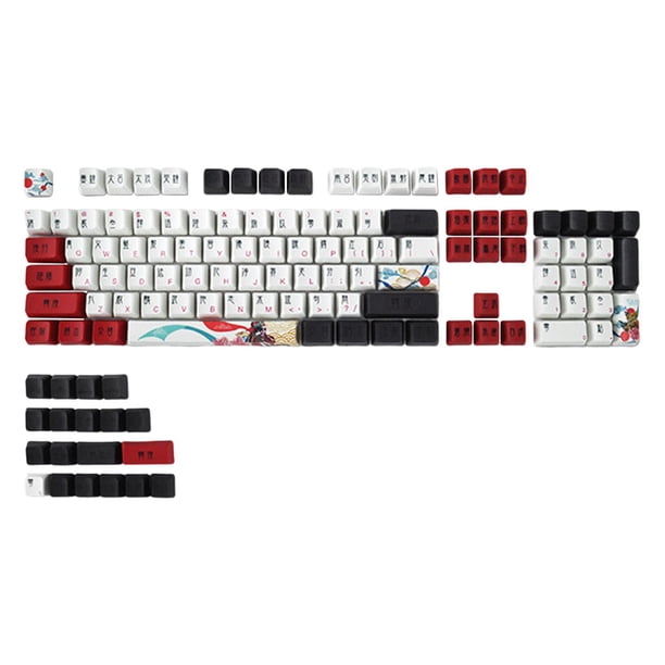 Juego de teclas PBT de 123 teclas para teclados profesionales de 61, 64, 68, 87, 96, 98 y 108 teclas. Rojo