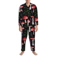 thumbnail image 3 of Daiia Red Mushrooms for Men's Long-Sleeved Pajama Set – Soft & Comfortable Sleepwear Button-Up Pajamas Cozy Lounge Wear-Large, 3 of 7