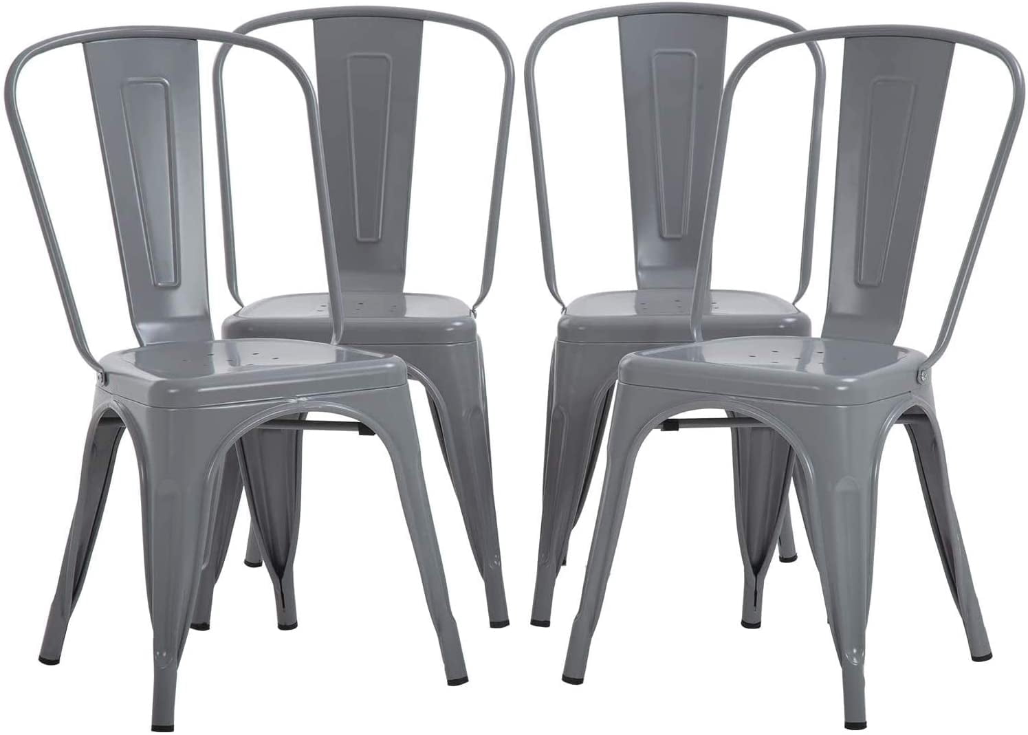 FDW Metal Dining Chairs Metal Chairs Patio Chair Seat Height Dining Room Kitchen Chair Tolix Restaurant Chairs Bar Stackable Chair Trattoria Metal Indoor Outdoor Chairs (Gray)