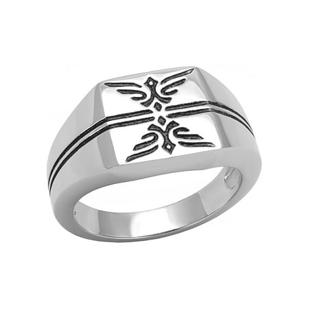 Designer Style 316 Stainless Steel Epoxy Jet Mens Ring - Size