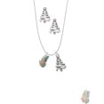 thumbnail image 2 of Delight Jewelry Silvertone Translucent Pastel Flying Butterfly Silver tone Zig Zag Christmas Tree Charm Necklace and Stud Earrings, 2 of 4