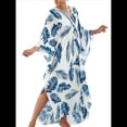 thumbnail image 3 of Vestido Caftán con Estampado Animal para Mujer, Talla Grande, para Playa, Verano 2025 Hojas Azules Talla Única, 3 of 10
