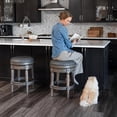 thumbnail image 3 of Maven Lane 26" Pullman Backless Counter Height Stool - Handcrafted Swivel Counter Stool with Reclaimed Oak Finish and Ronan Stone Vegan Leather - Ideal for Kitchens, Breakfast Bars, and Dining Areas, 3 of 12