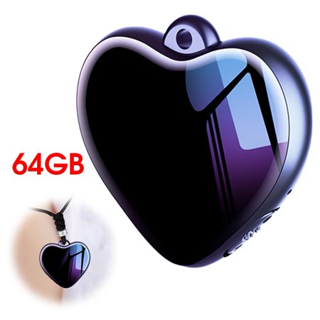 Heart Shape Voice Recorder, 64GB Portable Mini Digital Audio Recorder with Noise Reduction, Smart Sound Activated Recording, Long Playback Time for Lectures Meetings Interviews