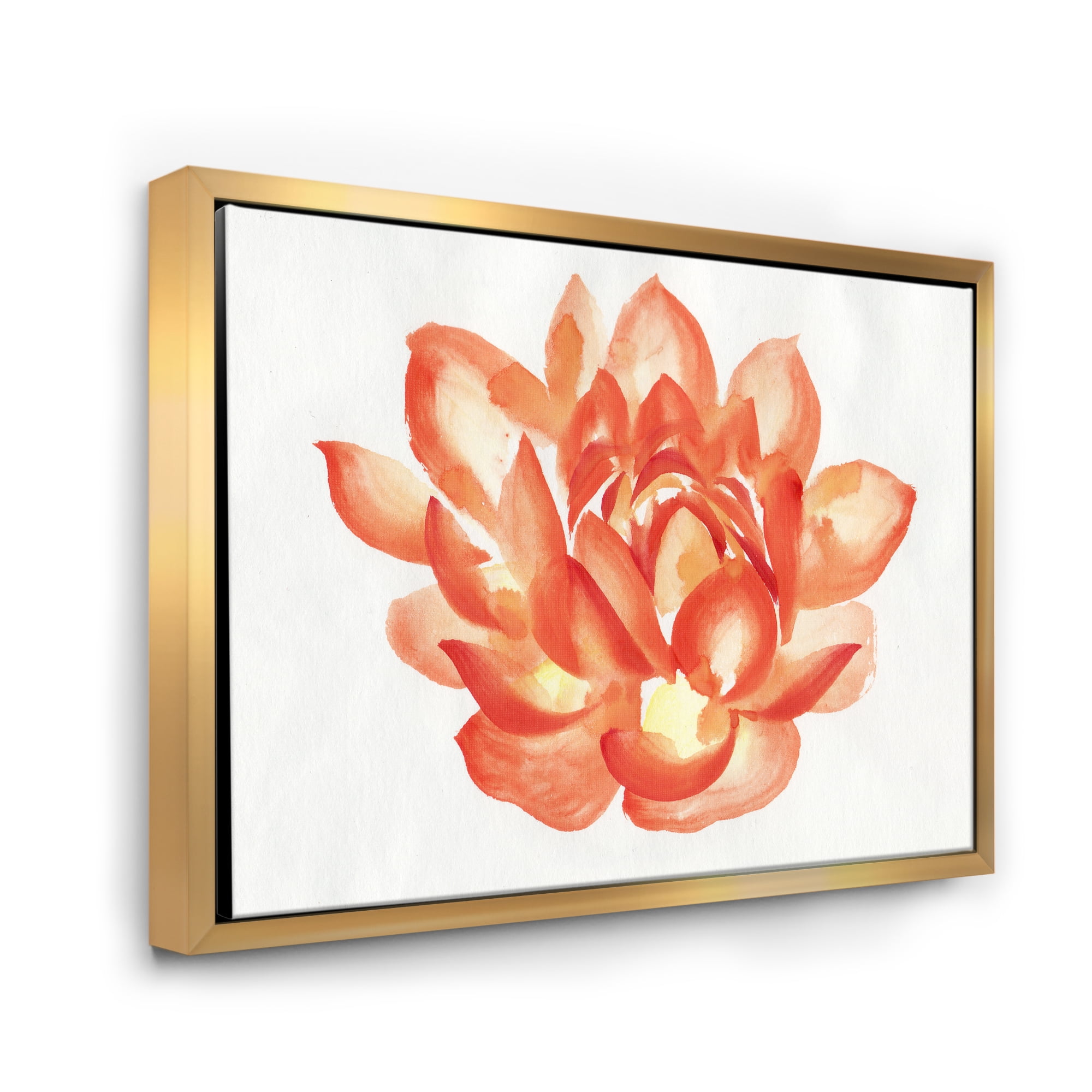 Designart 'Ancient Detail of A Orange Lotus' Traditional Framed Canvas Wall Art Print