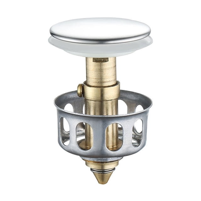 2 uds, filtro de tapón de drenaje para fregadero de lavabo emergente sin desbordamiento, tapón de drenaje de rebote tipo empuje de acero inoxidable Universal para cocina y baño