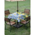 thumbnail image 4 of Outdoor Tablecloth with Umbrella Hole for Patio/Picnic/Party/Camping, Watercolor Lemons Weeping Waterproof Table Cloth Square Cover Washable, Summer Blue Floral (60"x 60"), 4 of 8
