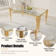 thumbnail image 6 of 65" Rectangular Clear Tempered Glass Dining Table for 4-6 People, Modern Kitchen Table with Irregular Stainless Steel Legs, Dining Table for Dining Room or Living Room, 6 of 7