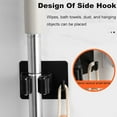 thumbnail image 4 of Wall Mounted Broom Holder, 5 Pieces Adhesive Wall Mounted Broom Holder with Position and Hook, Wall Mounted Broom Holder Storage Wall Mounted Broom Holder without Drilling for Kitchen Bathroom Garden, 4 of 5
