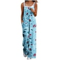 thumbnail image 2 of Casual Loose Jumpsuits For Women Trendy Printed Sleeveless Wide Leg Long Pant Rompers With Pockets Light Blue S, 2 of 6