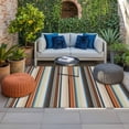 thumbnail image 2 of Brown Orange Striped Outdoor Rug for Patio/Deck/Porch, Non-Slip Large Area Rug 3 x 5 Ft, Modern Stripes Art Farmhouse Indoor Outdoor Rugs Washable Area Rugs, Reversible Camping Rug Carpet Runner, 2 of 8
