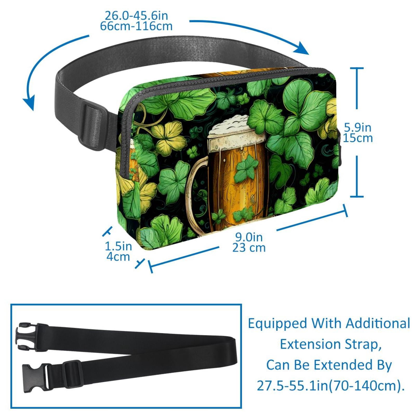 St. Patrick's Day Lightweight Adjustable Fanny Pack with Extension Strap - Unisex Crossbody Bag Money Belt