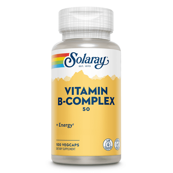 Solaray Vitamin B-Complex, Healthy Energy & Red Blood Cell Formation Support & More, 100 Servings, 100 VegCaps