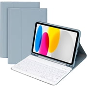 for iPad 11th/10th Generation Case with Keyboard 11 inch/10.9 inch 2025 A16 2022 with Pencil Holder, Magnetic Detachable Wireless Bluetooth Folio Stand Rechargeable Keyboard Cover (Blue)