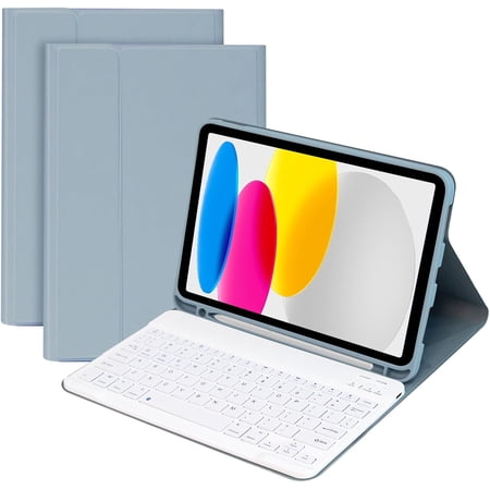 for iPad 11th/10th Generation Case with Keyboard 11 inch/10.9 inch 2025 A16 2022 with Pencil Holder, Magnetic Detachable Wireless Bluetooth Folio Stand Rechargeable Keyboard Cover (Blue)