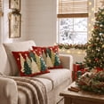 thumbnail image 3 of Sm:)e Red Green Tree Snowflakes Christmas Throw Pillow Covers 18x18 Inch, Soft Plush Faux Fur 3D Embroidered Decorative Cushion Covers for Sofa Home Decor, 3 of 8