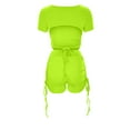 thumbnail image 3 of REORIAFEE Outfits for Women Plus Size Date Night Outfit Fashion Women Sexy Short Sleeve Round Neck Drawstring Pants Shirts Sets Green M, 3 of 6
