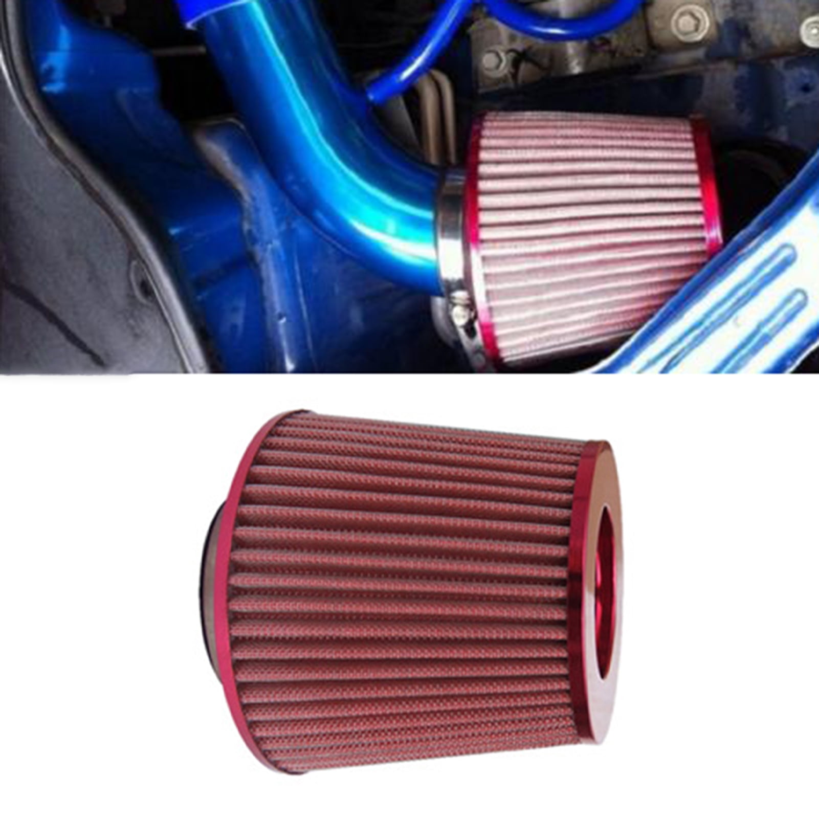Universal Red Finish Car Air Filter Induction Kit High Power Sports Mesh Cone