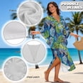 thumbnail image 4 of XYZCANDO Tropical Leaves Kaftan Dresses for Women Plus Size Bathing Suit Cover up Caftan Maxi Beach Dresses Flowy Swim Cover Up Plus Size Beachwear Vacation Outfits Resort Wear, 4 of 7