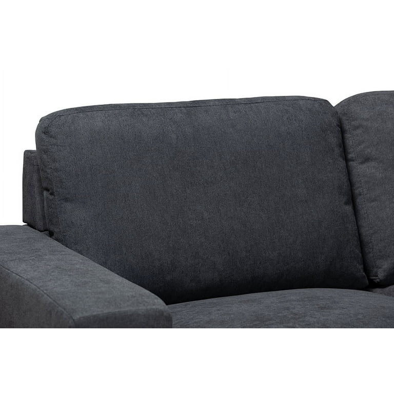 Baxton Studio Nevin Dark Grey Sectional Sofa with Right Facing Chaise