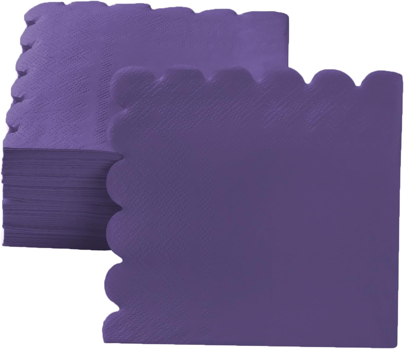 200 Pack Cocktail Napkin 2-Ply Scalloped Edged Dessert Napkins Folded 5 x 5 Inches Disposable Napkins for Dinner Wedding Birthday Party Bridal Anniversary Reception Event (Dark Purple)