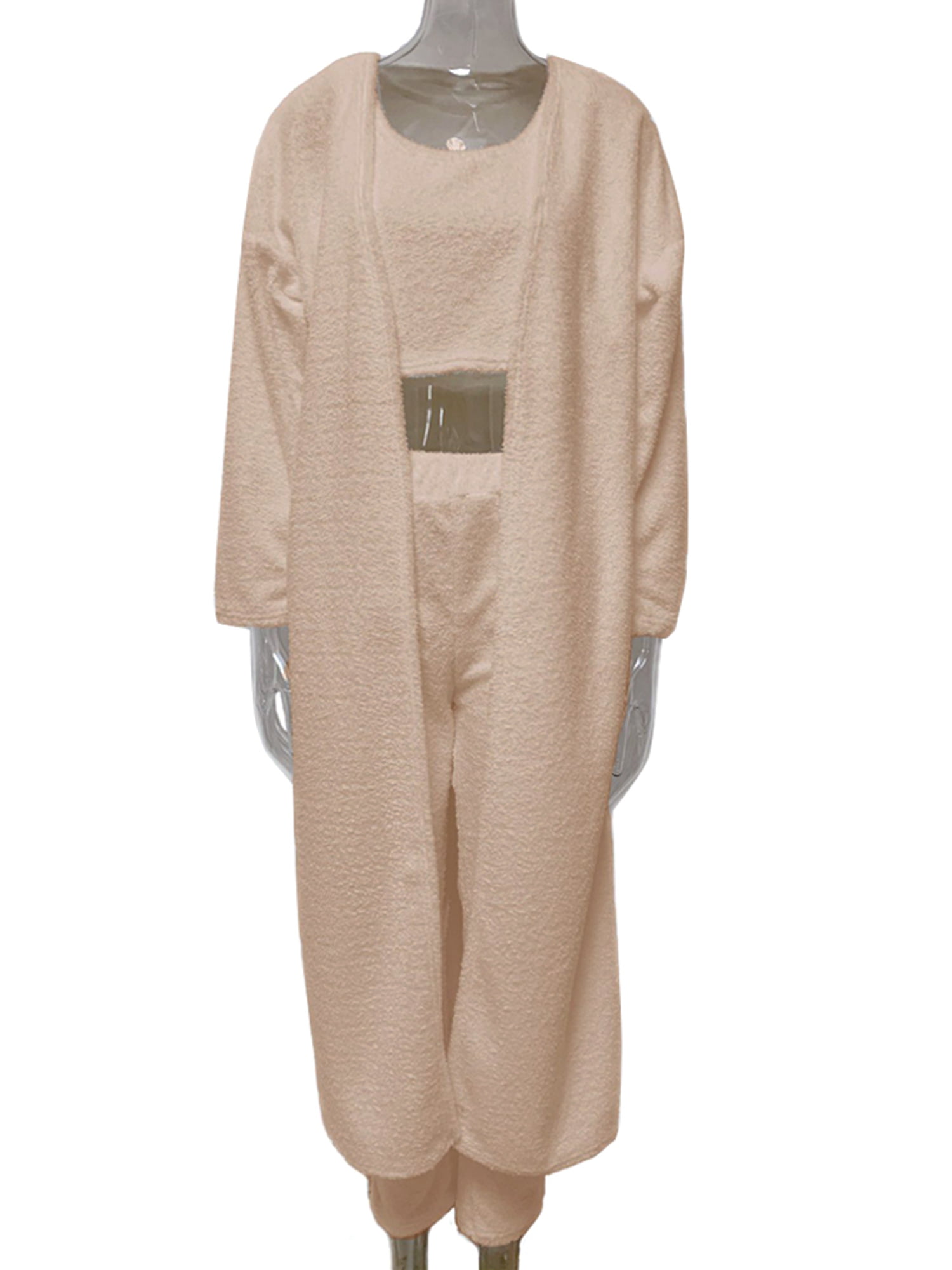 Ladies Teddy Lounge Wear Set Womens 3 Piece Tracksuits Fleece Pyjamas Cardigan 