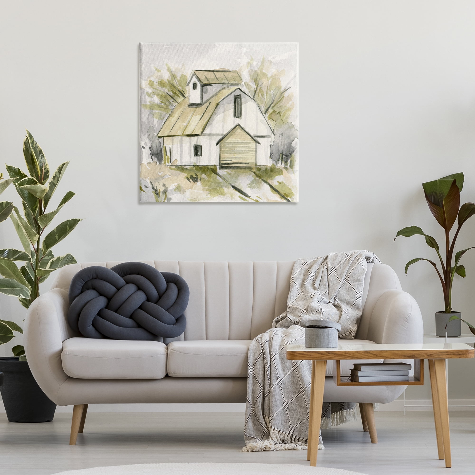 Stupell Industries Soft Neutral Barn Scenery Painting Gallery Wrapped Canvas Art Print Wall Art, 30 x 30