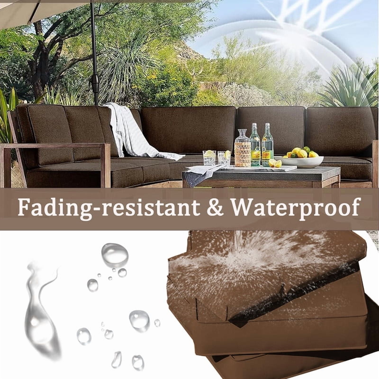 14 Pieces Outdoor Replacement Sectional Cushions Set, Waterproof patio furniture cushions For Outdoor Furniture, 4in thick outdoor couch cushions For 6 Seat（Coffee color）