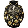 thumbnail image 1 of Men's Halloween Hoodie, Graphic Pullover Sweatshirt Pumpkin Printed Spooky Season Casual Fall Outfit Streetwear Top Black M, 1 of 2