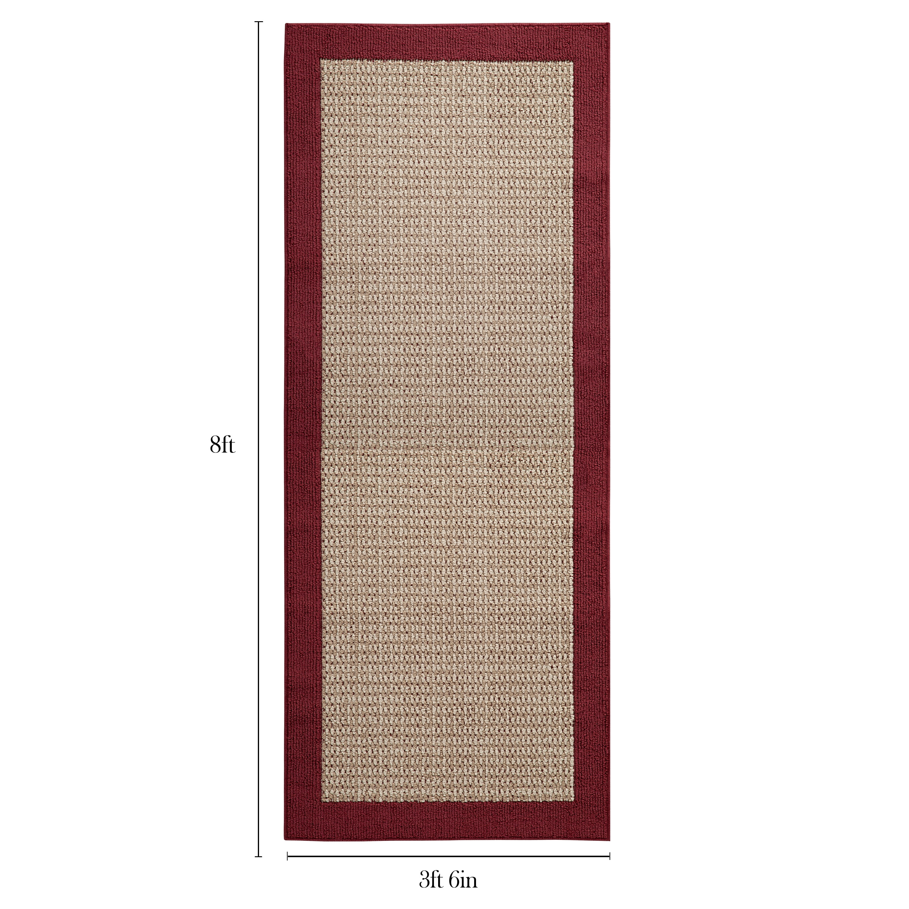 Mainstays Faux Sisal Border Runner Rug, Red, 2 ft 6 in x 8 ft