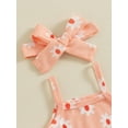 thumbnail image 6 of Suagox Baby Girls 3Pcs Summer Outfits Sleeveless Spaghetti Strap Floral Print Romper with Ruffle Shorts and Heaband Set for 0-18 Months Baby, 6 of 10