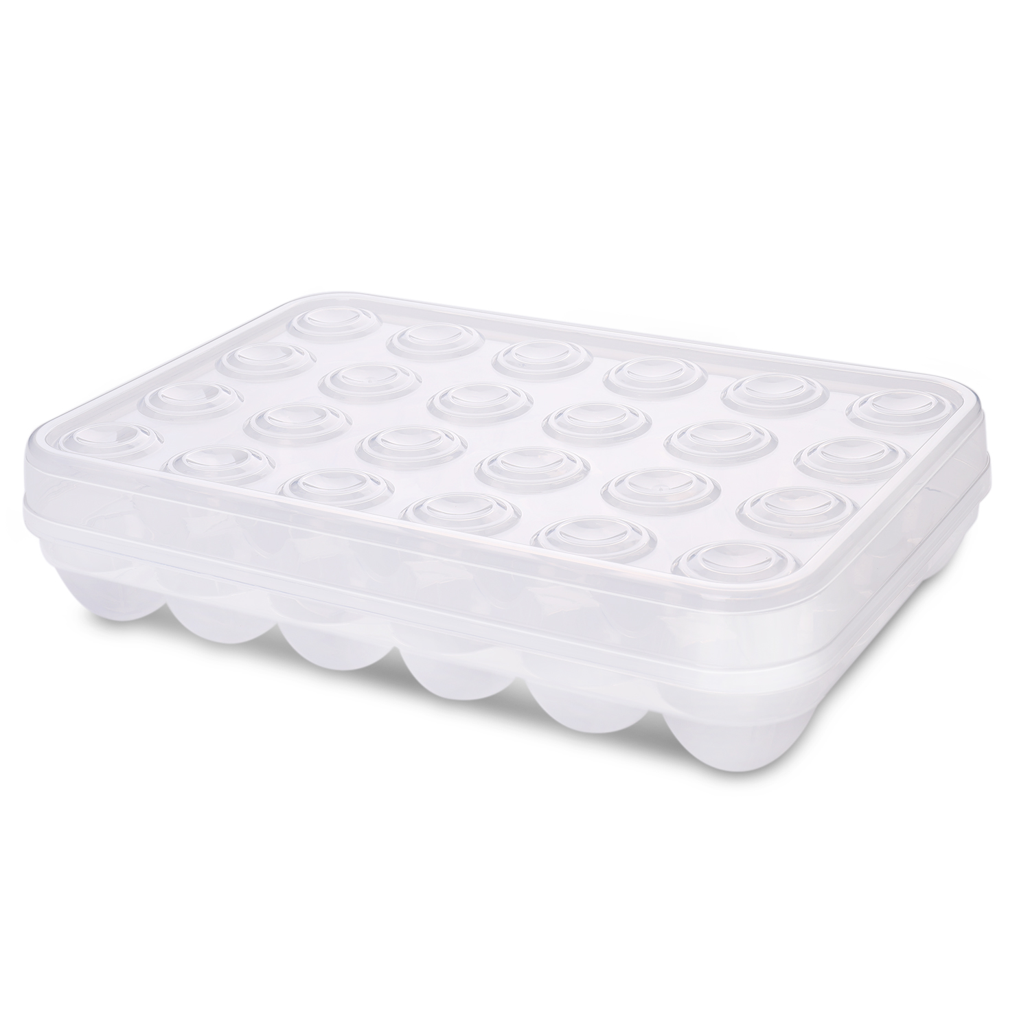 Covered 24 Eggs Holder Plastic Eggs Tray Container Dispenser Case