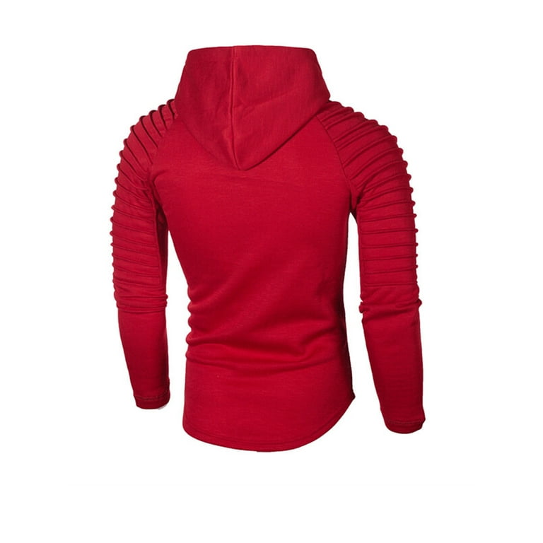 Mens pleated deals sleeve hoodie