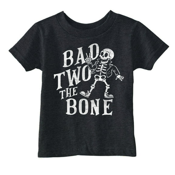 Toddler Funny T Shirts Bad 2 The Bone Sarcastic Halloween Skeleton Graphic Novelty Tee For Young Kids