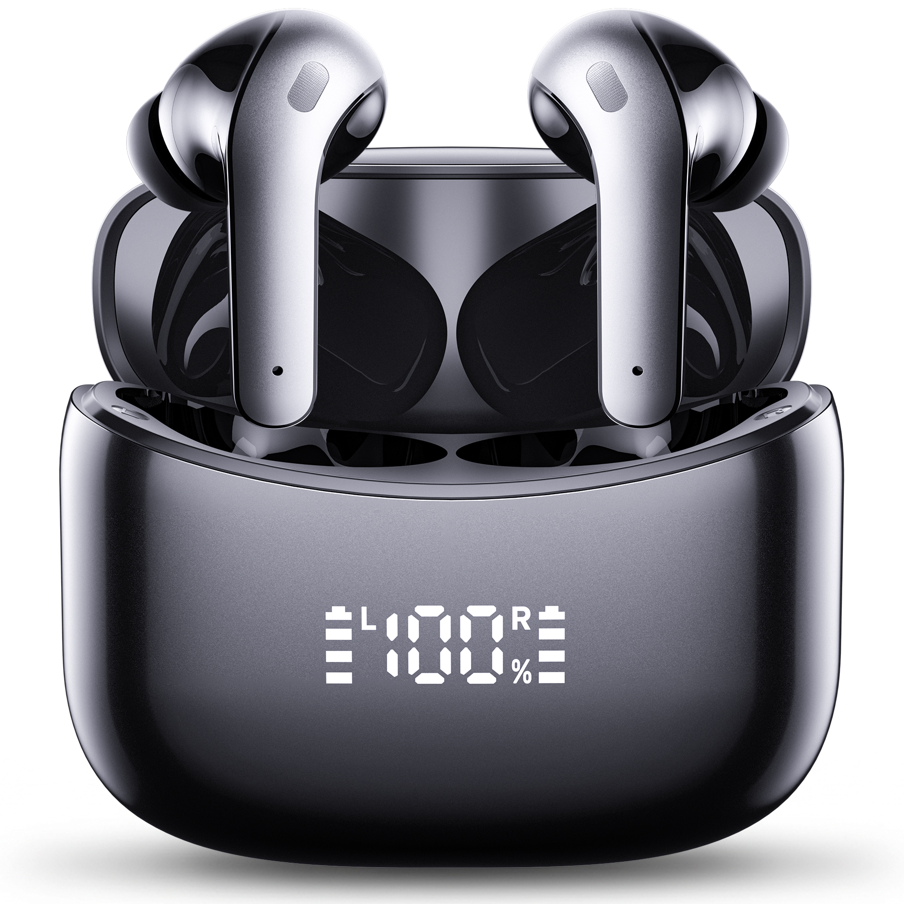 VEATOOL X15 Wireless Earbuds Bluetooth 5.3 Headphones,72H Hi-Fi Stereo Deep Bass Earphones with Noise Cancelling Mic IP7 Waterproof Sport Headset with LED Power Display for Laptop Pad Phones Black