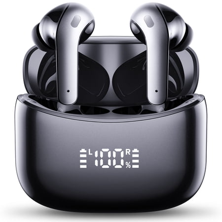 VEATOOL X15 Wireless Earbuds Bluetooth 5.3 Headphones,72H Hi-Fi Stereo Deep Bass Earphones with Noise Cancelling Mic IP7 Waterproof Sport Headset with LED Power Display for Laptop Pad Phones Black