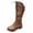 Brown, variant on Mostsola Knee High Boots Women Lace up Motorcycle Boots Low Heel Round Toe Mid Calf Riding Boots