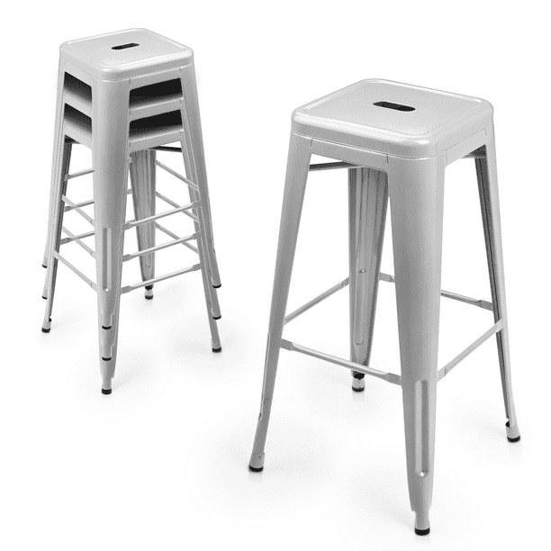 MoNiBloom 30 inch Metal Bar Stools Set of 4, Height Counter Barstools