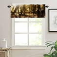 thumbnail image 3 of Green Forest Tree Valance Curtain Pine Coniferou Trees Forest Watercolor Style Rod Pocket Valance Window Treatments Short Curtains for Kitchen Farmhouse Decor 54x18inch, 3 of 6