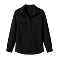 thumbnail image 7 of Elwylmiz Women's Striped Button Down Shirts Collared Long Sleeve Tops with Chest Pockets Casual Work Shirt, 7 of 7