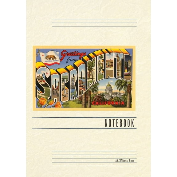 Vintage Lined Notebook Greetings from Sacramento, California (Paperback)
