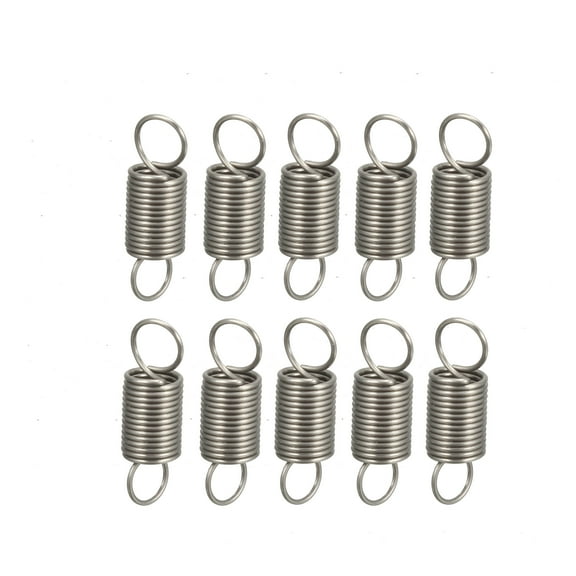 0.3x3x10mm Stainless Steel Small Dual Hook Tension Spring, 10pcs