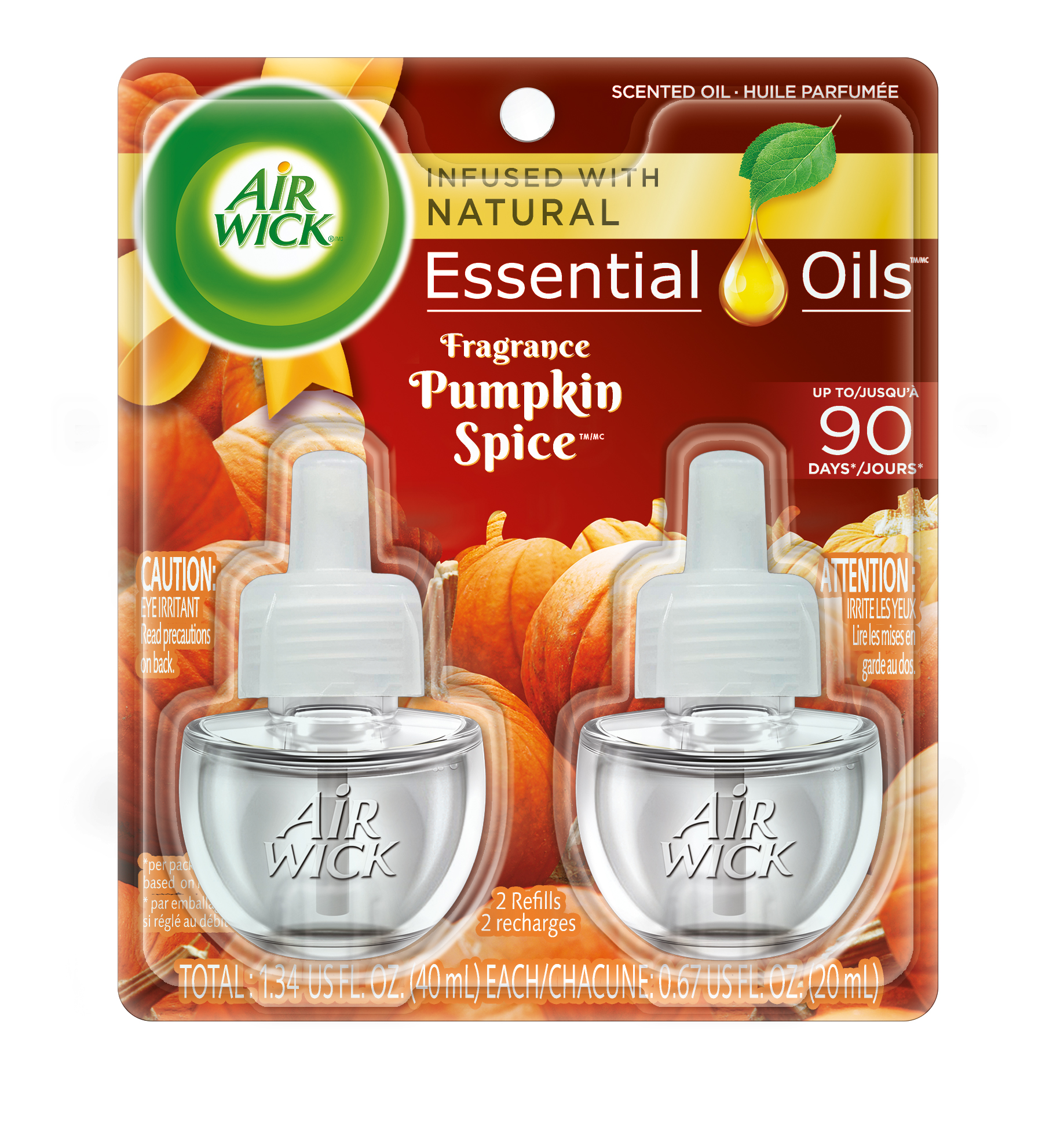 Air Wick Scented Oil 2 Refills, Pumpkin Spice, (2X0.67oz), Air