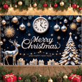 thumbnail image 5 of Silver Gold Theme Merry Christmas Banner Reindeer Design Happy New Year Backdrop Snowflake Pattern Gift Box Ornament Xmas Background for Christmas Party New Year Celebration Holiday Gathering, 5 of 9