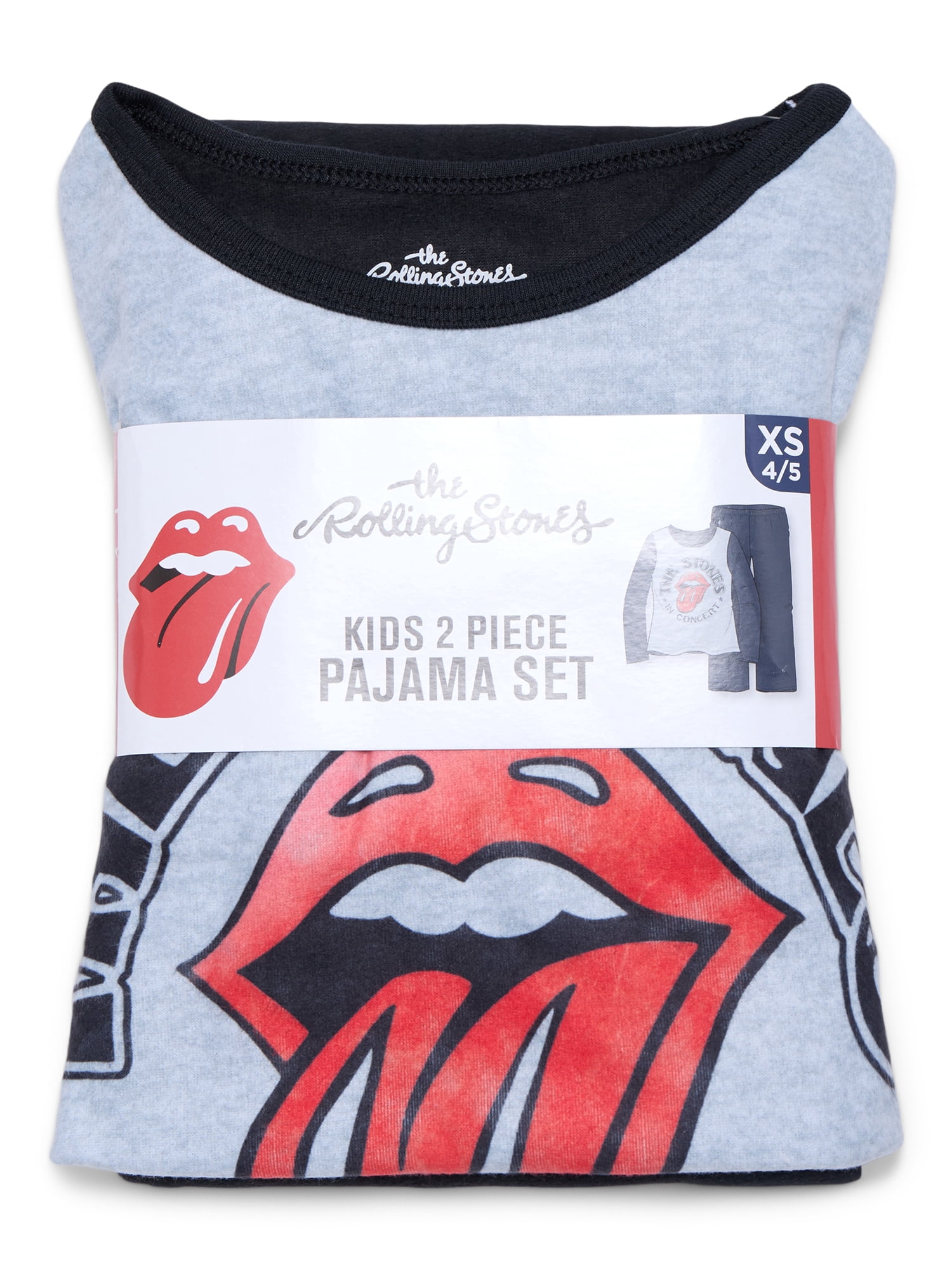 The Rolling Stones Girls Long Sleeve Top and Pants, 2-Piece Pajama Set, Sizes 4-12