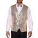 thumbnail image 1 of Chaleco de lentejuelas para hombre brillante sin mangas, traje de fiesta y prom con corbata de moño, champán, talla XX-Large, 1 of 1