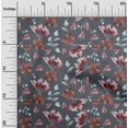 thumbnail image 1 of oneOone Cotton Poplin Gray Fabric Flower & Leaves Watercolor Craft Projects Decor Fabric Printed By The Yard 42 Inch Wide, 1 of 4