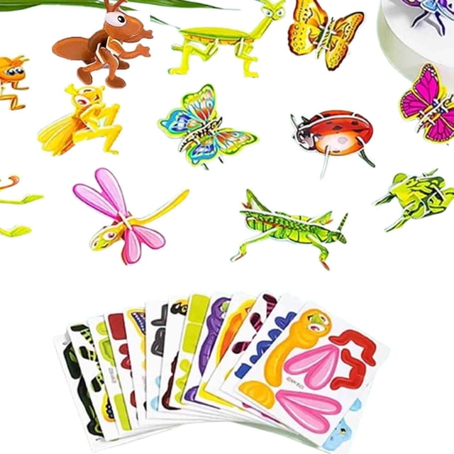 Luiuiu DIY 3D Creative Insect Paper Jigsaw Puzzle Set, 3D Assembly Challenge Insect Puzzle, Glue-Free Assembly